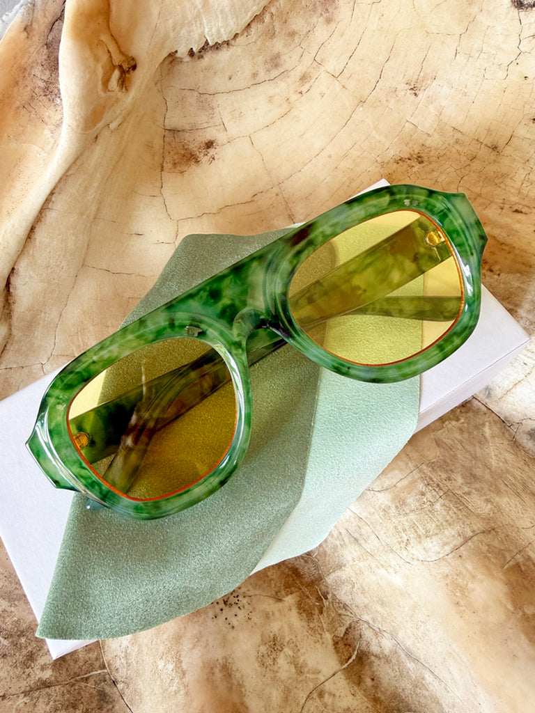 Aviator Style Acetate Sunglasses (Aloe) • NEW