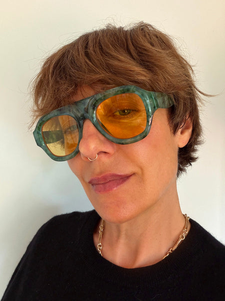 Aviator Style Acetate Sunglasses (Aloe) • NEW