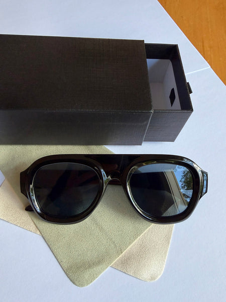 Aviator Style Acetate Sunglasses (Classic Black) • NEW