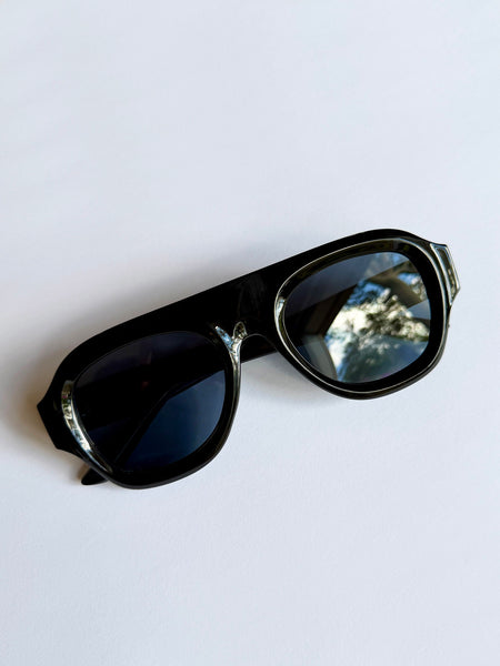 Aviator Style Acetate Sunglasses (Classic Black) • NEW