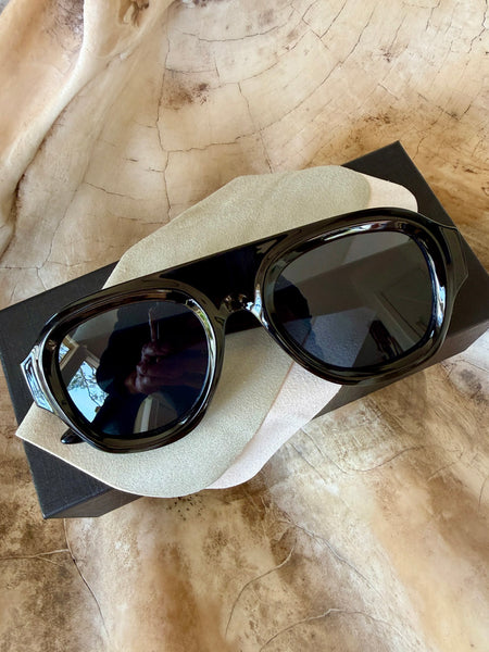 Aviator Style Acetate Sunglasses (Classic Black) • NEW