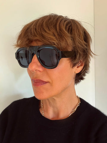 Aviator Style Acetate Sunglasses (Classic Black) • NEW