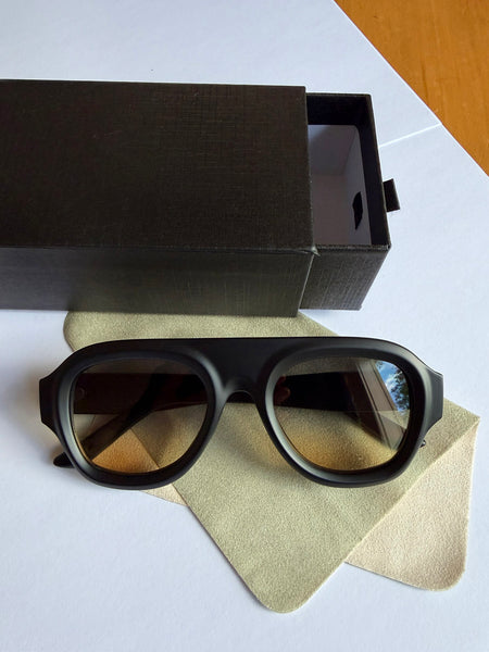 Aviator Style Acetate Sunglasses (Matte Black) • NEW