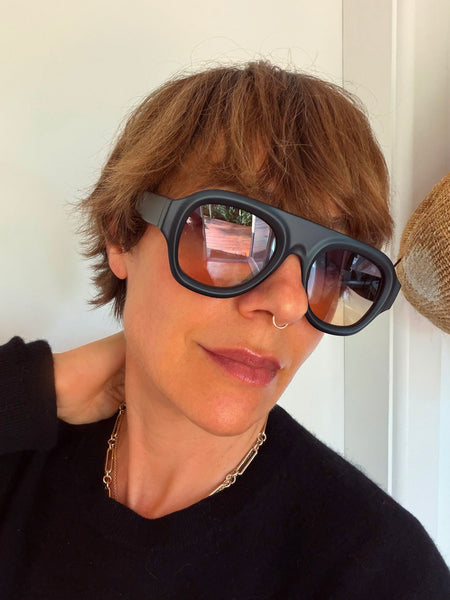 Aviator Style Acetate Sunglasses (Matte Black) • NEW