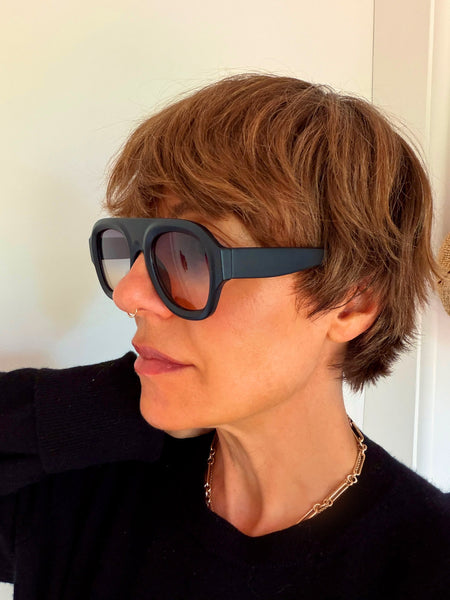 Aviator Style Acetate Sunglasses (Matte Black) • NEW