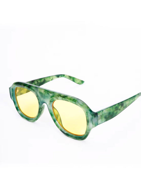 Aviator Style Acetate Sunglasses (Aloe) • NEW