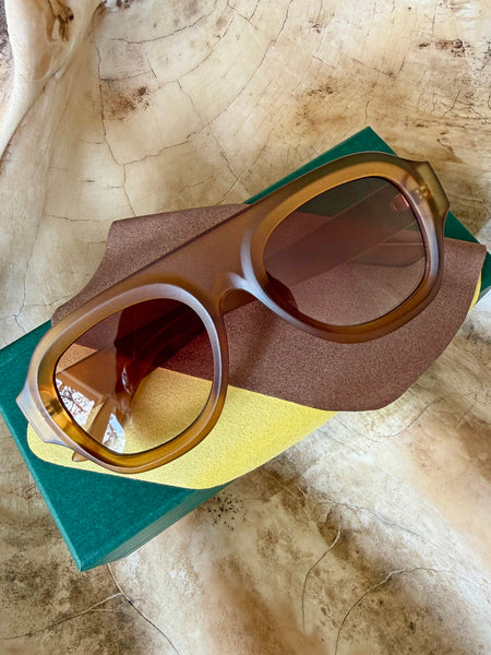 Aviator Style Acetate Sunglasses (Matte Honey) • NEW