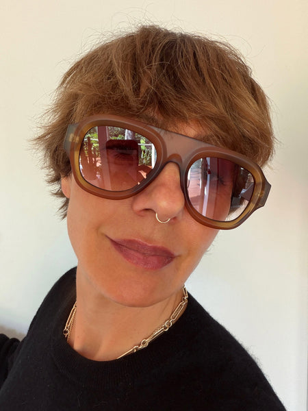 Aviator Style Acetate Sunglasses (Matte Honey) • NEW