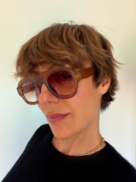 Aviator Style Acetate Sunglasses (Matte Honey) • NEW