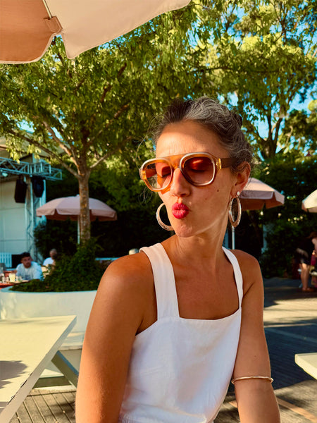 Aviator Style Acetate Sunglasses (Matte Honey) • NEW
