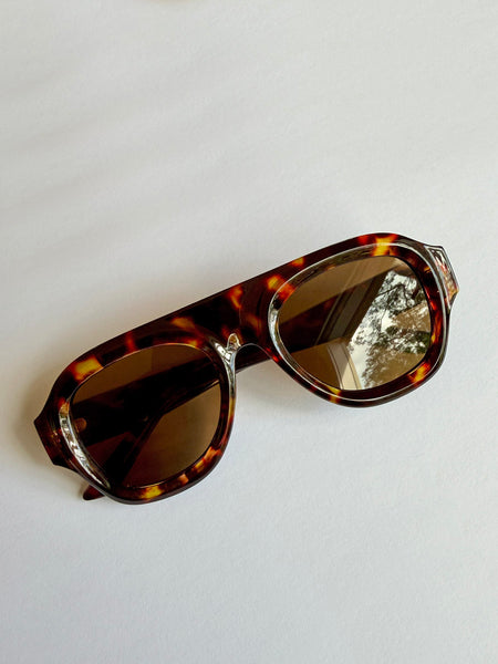 Aviator Style Acetate Sunglasses (Tortoise • Brown Lens) • NEW