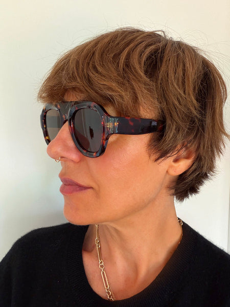 Aviator Style Acetate Sunglasses (Tortoise • Brown Lens) • NEW