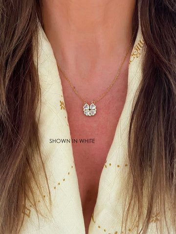 CLOVER Pendant Necklace (Lemon Zircon) • NEW