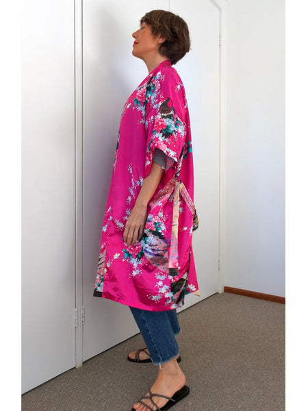 Pre-Loved Silky Fuchsia Kimono • Free Size