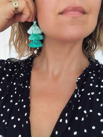 Cascade Tassel Earrings (Mint)