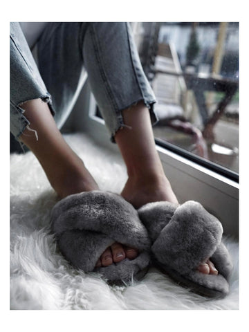 EMU Australia Shearling "Mayberry" Slides (Charcoal)